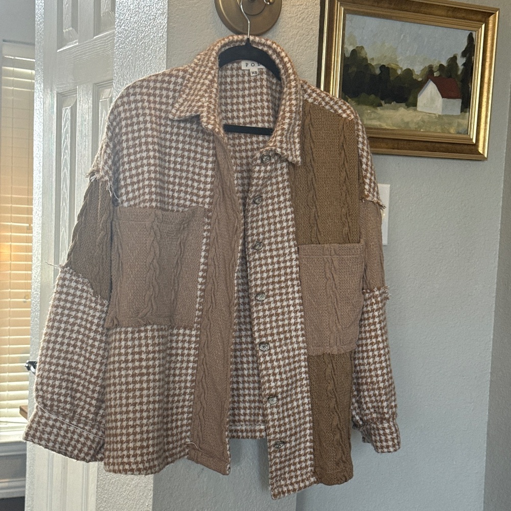 POL herringbone/sweater Shacket
